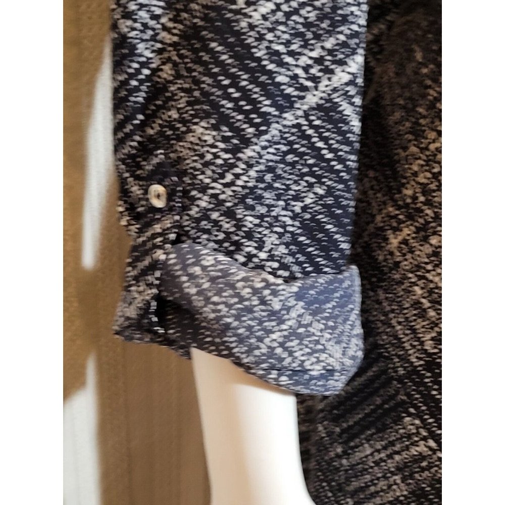 The Limited Ashton Black White Printed Tunic Pop Over Shirt Dress Tab Sleeves L - Picture 6 of 9